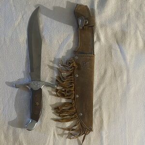 Daniel Boone Stainless Steel Hunting 8”Bowie Knife with Brown Leather Sheath